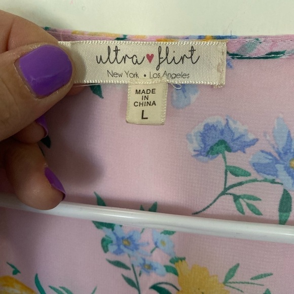 Ultra flirt, large pink floral, open front long line kimono - Picture 4 of 6